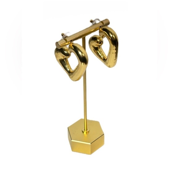 NWT J. Crew Flynn Heart Hoop Earrings with Hypoallergenic Posts - Picture 3 of 11